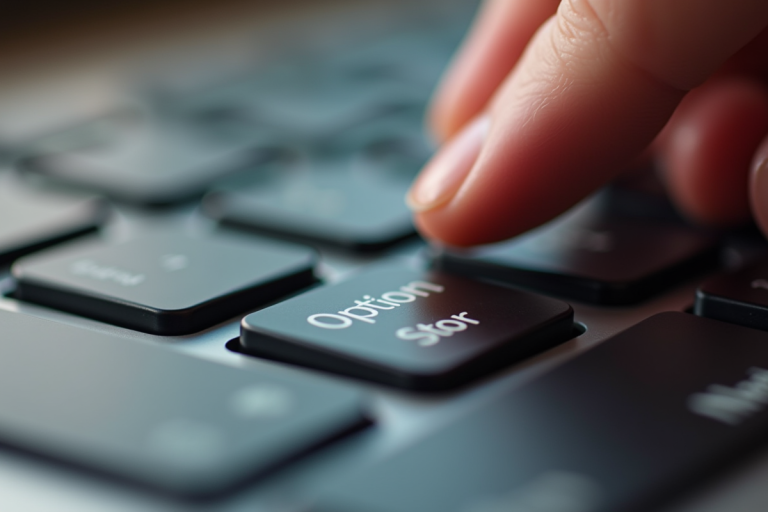 Gros plan sur un clavier Mac avec une touche Option en évidence